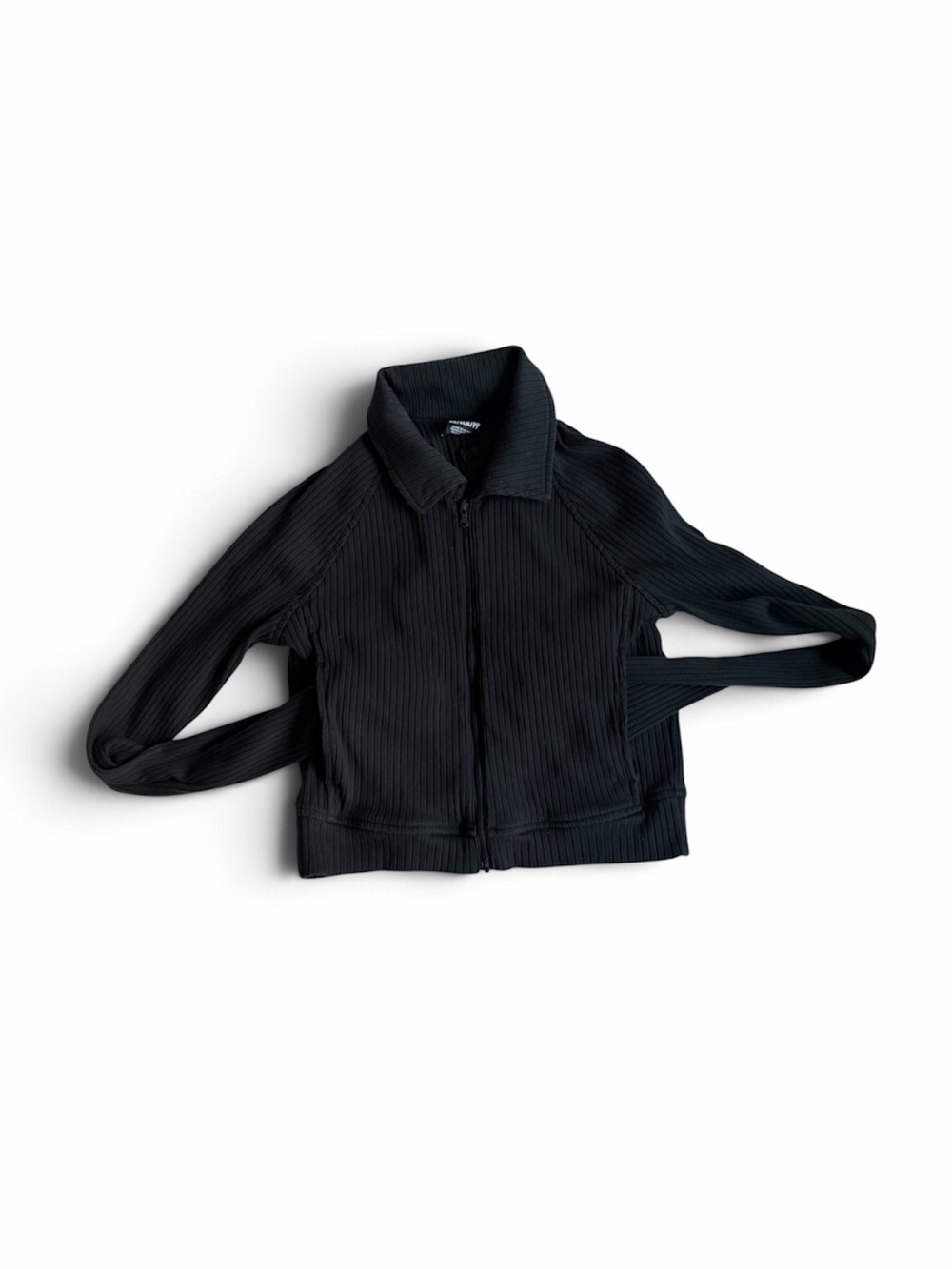 Under Armour Size XS Ribbed Long Sleeve Full Zip Jacket Collared Crop Black Used